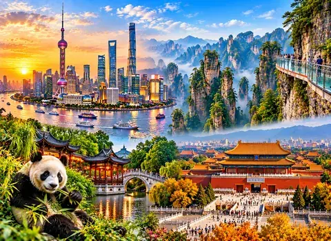 تور شانگهای+ژانگجیاجی+چنگدو+پکن